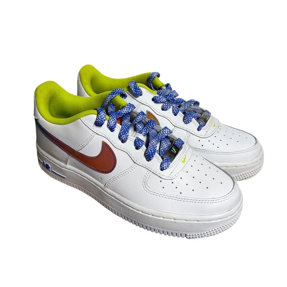 Nike Other - Nike Air Force 1 Low Kids White Lime Green Blue Iridescent DJ1767-100 Size 5Y